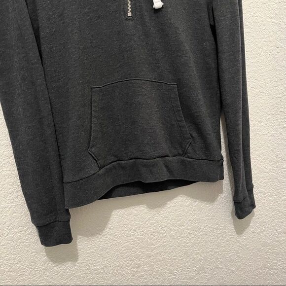 PINK Victoria's Secret Spell Out Logo Hoodie 1/4 Zip Pullover Gray Womens Sz M - Picture 5 of 11